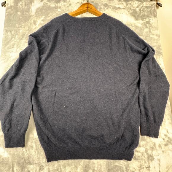 Jos. A. Bank 100% Cashmere Sweater Men's XL Blue V-Neck Pullover Lightweight - Picture 2 of 5